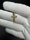 1" 14k Yellow Gold Beveled Edge Cross 3.5mm Bail 1.35g