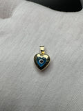 1/2" 14k Yellow Gold Heart Shape Evil Eye 2mm Bail .6g