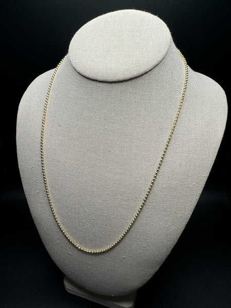 22” 14k Yellow Gold Diamond Cut Moon Bead Chain 2mm 8.3g