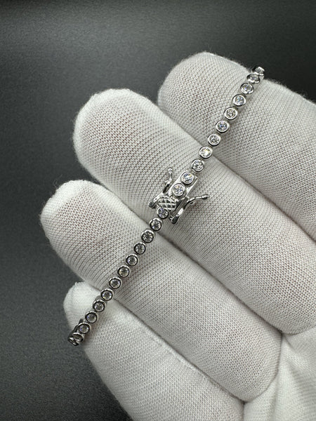 7” 2.5ctw Bezel Set Moissanite Silver Tennis Chain 3mm 7.6g