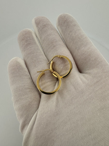 18mm 14k Yellow Gold Flat Edge Hoops 1.63g