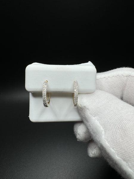 15mm 10k Yellow Gold 1/4ctw Natural Diamond Huggies 1.2g