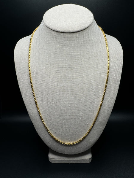 24” 24k Yellow Gold Bar & Anchor Baht Chain 3mm 32.75g