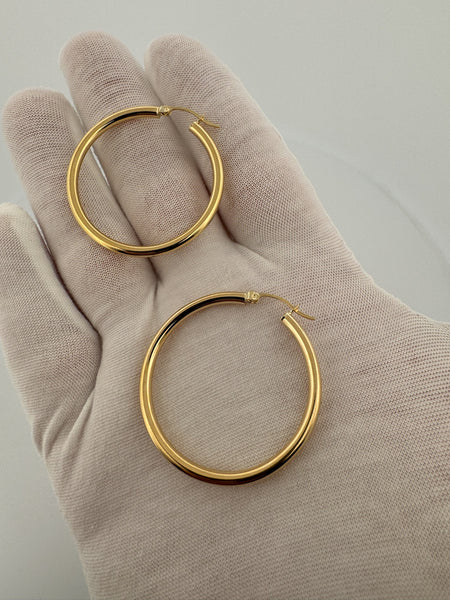 25mm x 2mm 18k Yellow Gold Hoops 2.0g
