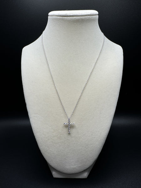 18-20” Silver Chain 3/4” .5ctw VS/VVS Lab Diamond Cross 2.8g