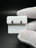 14k White Gold Ruby & Natural Diamond Drop Studs .7g