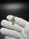 1.25" 10k Yellow Gold Gothic Cross 1/3ctw Natural Diamond Pendant 4.3mm Bail 1.6g