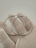 45mm 14k White Gold Thin Hoops 4.22g