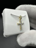 3/4” 10k Yellow Gold Cross 1/4ctw Natural Diamonds 2.5mm Bail .5g
