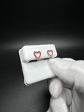 10mm 14k Yellow Gold Natural Ruby Heart Outline Studs .9g