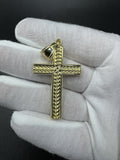 2.5” 14k Yellow Gold Square Diamond Cut Crucifix 8mm Bail 4.3g