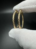 35mm 14k Yellow Gold Fancy Print Hoops 3.2g