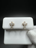 10mm 10k Yellow Gold Natural Diamond Cross Studs .8g
