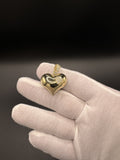1.25” 14k Yellow Gold Puff Heart Pendant with CZ Accents 5mm Bail 4.3g