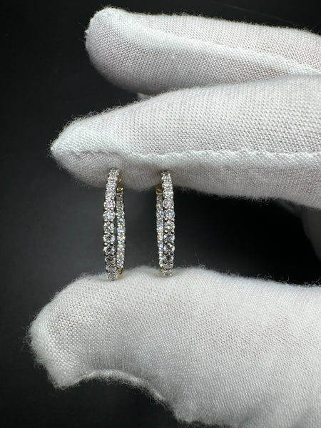20mm Gold over Silver 1ctw VS/VVS Lab Diamond Inside Out Hoops 2.7g