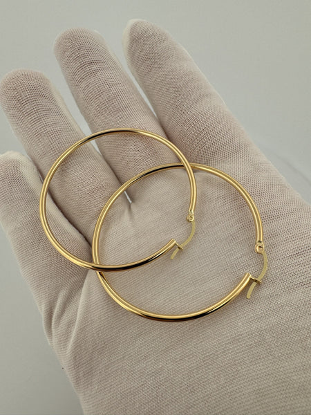 50mm x 2mm 18k Yellow Gold Hoops 4.1g
