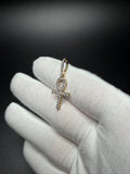 1.25" 10k Yellow Gold Ankh 1/2ctw Natural Diamond Pendant 5mm Bail 1.5g
