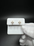 10mm 10k Yellow Gold Natural Diamond Cross Studs .8g
