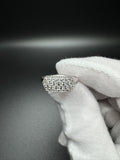 Size 7 Silver .8ctw Lab Diamond 3 Row Fashion Ring 3.2g