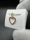 3/4” 14k Yellow Gold Heart Pendant Covered in Natural Rubies 3mm Bail .7g