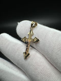 1.25” 14k Yellow Gold Pointed Cross with Rose Gold Crucifix 4mm Bail 1.34g