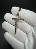 2.25” 14k Yellow Gold Cross & White Gold Crucifix 4.5mm Bail 2.3g