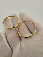 30mm 18k Yellow Gold Flat Domed Hoops
