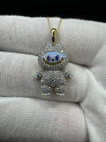 18” Chain & 1.5” Gold over Silver Blue Monster 1ctw VS/VVS Lab Diamond Pendant 2.2mm Bail 5.5g