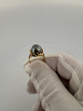 Size 7 14k Yellow Gold 10.3mm Tahitian Pearl Ring 5.3g