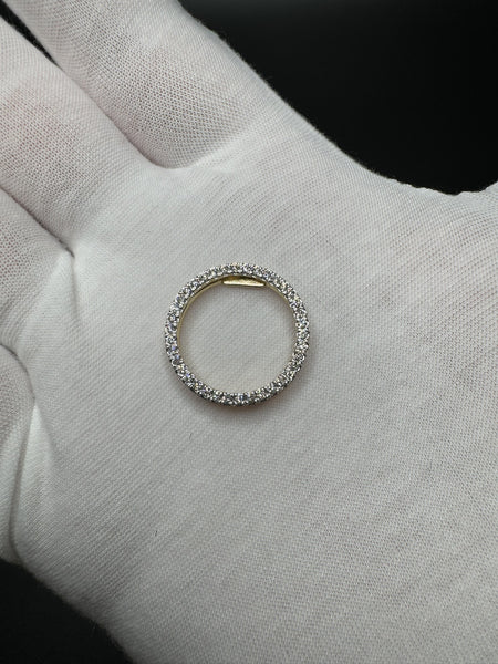 22mm 14k Yellow Gold 1/2ctw F VS/VVS Lab Diamond Circle Slide Pendant 2.0g