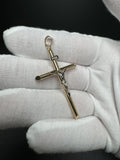 2.25” 14k Yellow Gold Cross & White Gold Crucifix 4.5mm Bail 2.3g