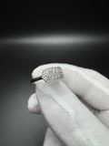 Size 7 Silver .8ctw Lab Diamond 3 Row Fashion Ring 3.2g