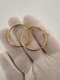 30mm 18k Yellow Gold Flat Domed Hoops