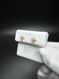 10mm 10k Yellow Gold Natural Diamond Cross Studs .8g