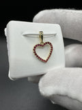 3/4” 14k Yellow Gold Heart Pendant Covered in Natural Rubies 3mm Bail .7g