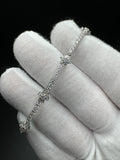 7” Moissanite Silver Star Cluster Tennis Bracelet 3mm 7.7g
