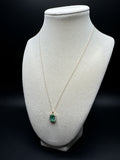 18” 14k Yellow Gold Chain & 2.17ct Lab Emerald Pendant with .2ctw E VVS2 Lab Diamond Halo EGL Certified 2.3g