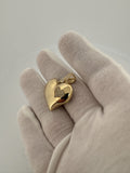 1.25” 14k Yellow Gold Puff Heart Pendant with CZ Accents 5mm Bail 4.3g