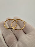 30mm 18k Yellow Gold Flat Domed Hoops