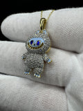 18” Chain & 1.5” Gold over Silver Blue Monster 1ctw VS/VVS Lab Diamond Pendant 2.2mm Bail 5.5g