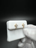 10mm 10k Yellow Gold Natural Diamond Cross Studs .8g