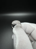 Size 7 Silver .8ctw Lab Diamond 3 Row Fashion Ring 3.2g