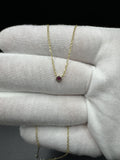 16-18” 10k Yellow Gold Chain & Natural Ruby Solitaire Pendant GSI Certified 1.55g