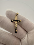 1.5” 14k Yellow Gold Square Cross & Crucifix 4mm Bail 3.0g