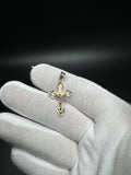 1.25” 14k Yellow Gold Pointed Cross with Rose Gold Crucifix 4mm Bail 1.34g