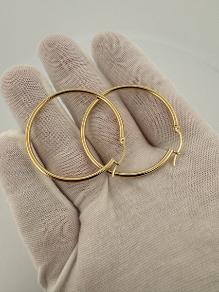 40mm x 2mm 18k Yellow Gold Hoops 3.26g