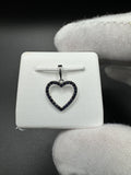 3/4” 14k White Gold Heart Pendant Covered in Natural Black Diamonds 3mm Bail .7g