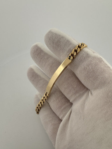 8” 14k Yellow Gold Cuban ID Bracelet 5mm 6.65g