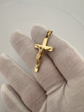 1.5” 14k Yellow Gold Square Cross & Crucifix 4mm Bail 3.0g