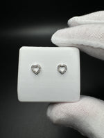 6mm 10k Yellow Gold Heart Shaped Outline Studs 1/8ctw Natural Diamonds .6g